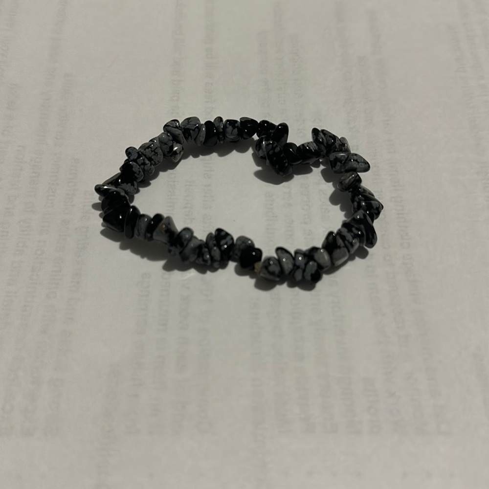 Snowflake obsidian beaded bracelet